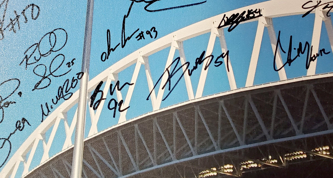 Seahawks SB XLVIII Champ Signed 20x30 Canvas Photo With 42 Sigs #/112 MCS Holo