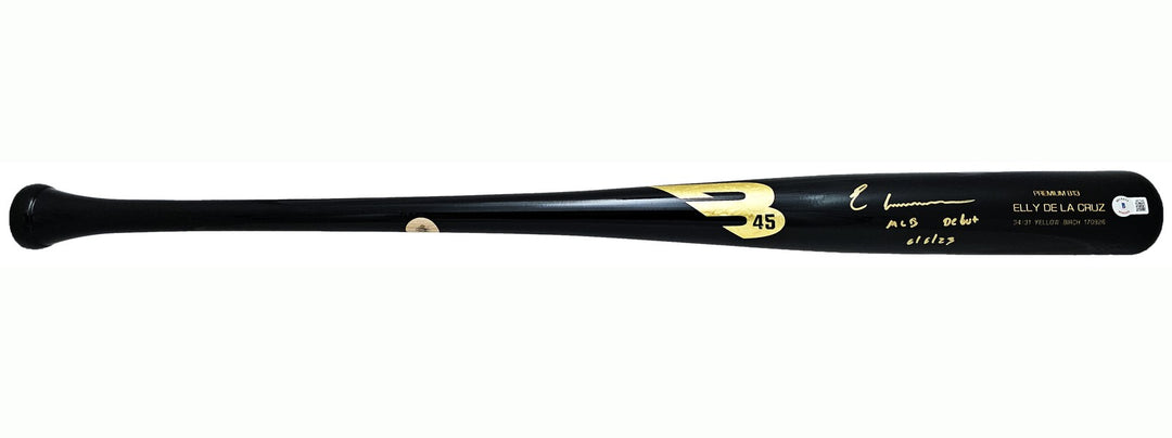 Elly De La Cruz Auto Black B45 Player Model Bat Reds "MLB Debut 6/6/23" Beckett