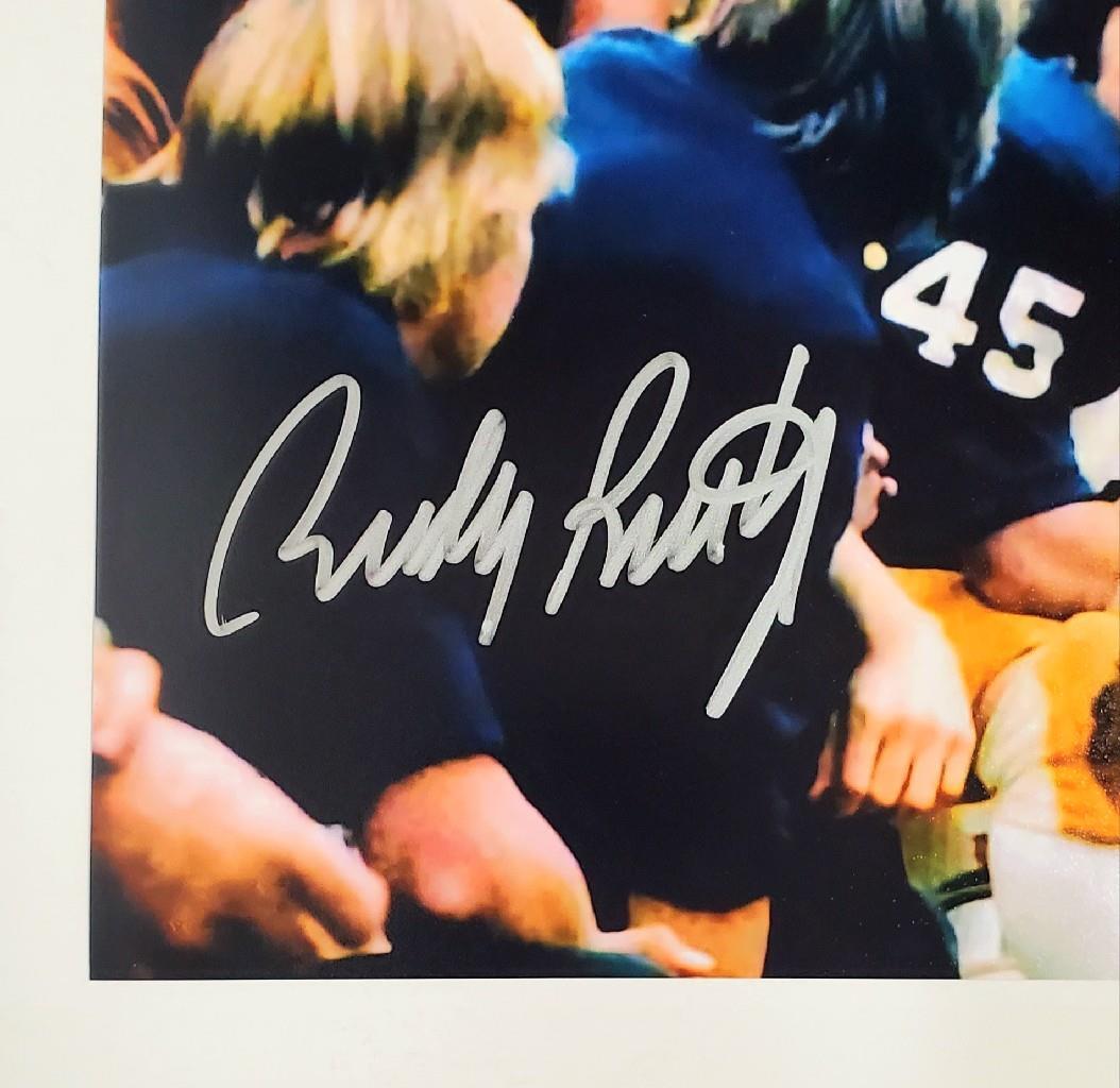 Rudy Ruettiger signed 8x10 photo Notre Dame silver ~ Beckett BAS Witness Holo
