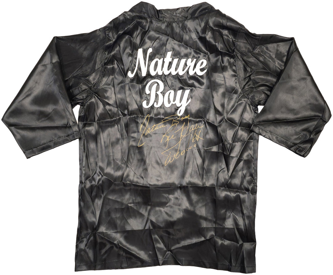 Ric Flair Signed Black Wrestling Robe "Nature Boy, 16x & Wooooo" PSA/DNA Ball