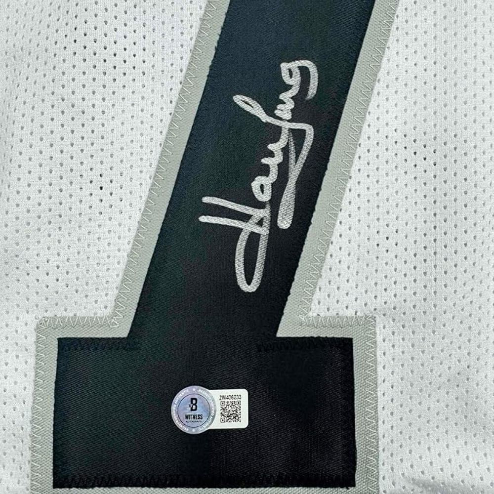 Framed Autographed/Signed Howie Long 35x39 Oakland White Jersey Beckett BAS COA