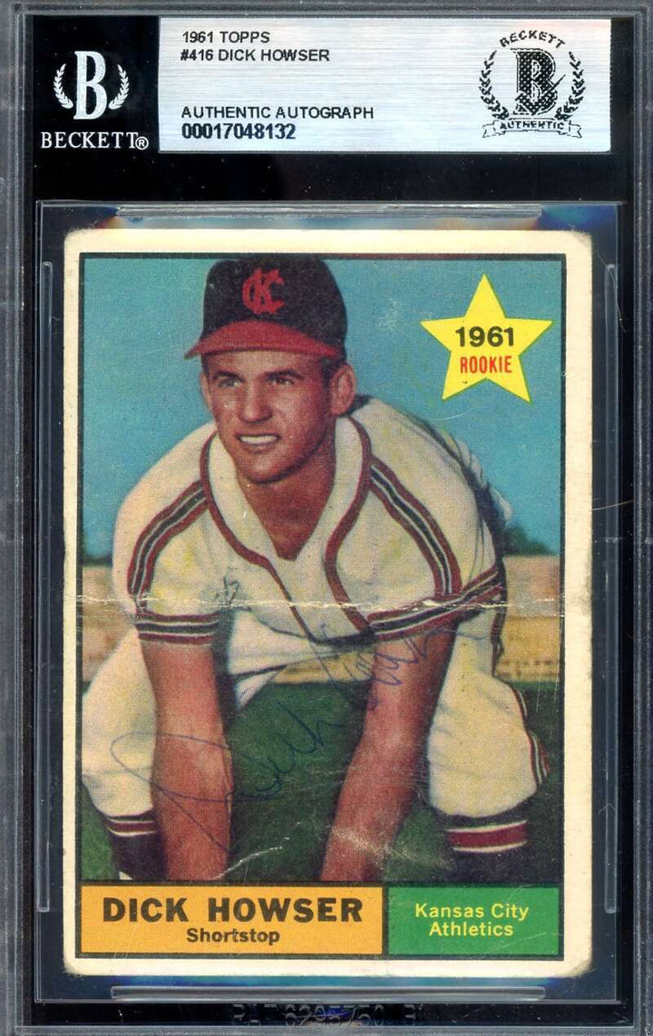 Dick Howser Beckett BAS Vintage Signed 1961 Topps Rookie Autograph