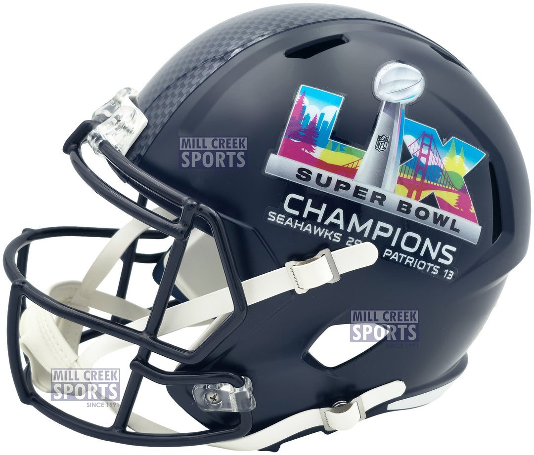 Unsigned Seattle Seahawks SB LX Champions Logo Full Sz Speed Rep Helmet