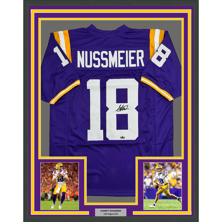 Framed Facsimile Autographed Garrett Nussmeier 35x39 Reprint Laser Auto Jersey