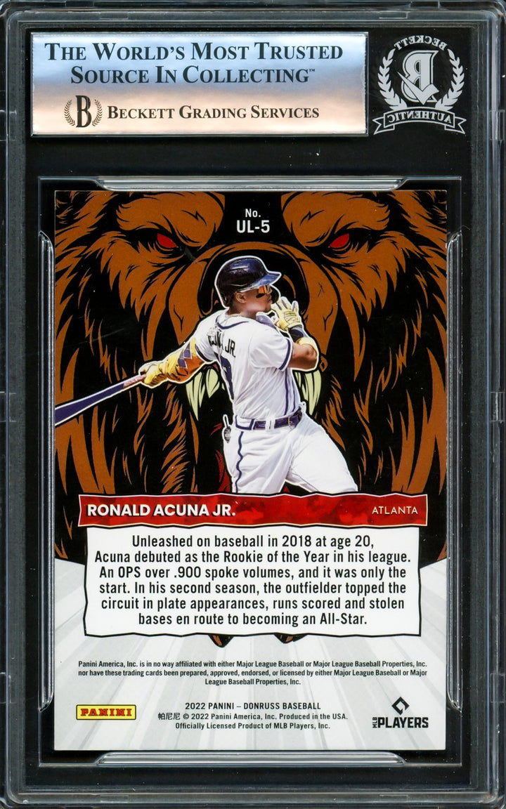 Ronald Acuna Jr. Signed 2022 Donruss Unleashed Card #UL-5 Atlanta Braves Beckett