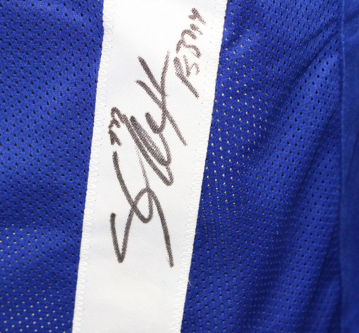 Shaun Alexander Autographed/Signed Pro Style blue jersey Beckett 41013