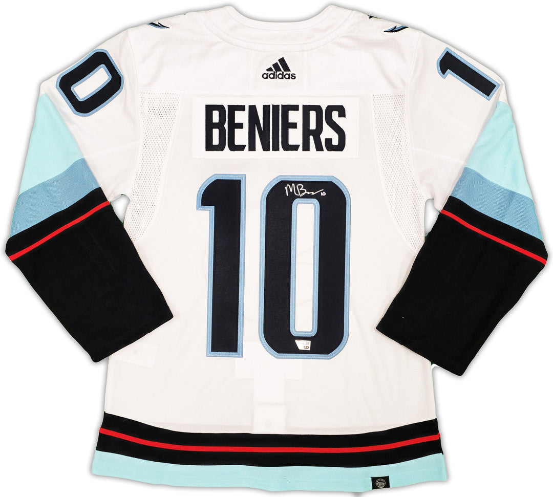 Seattle Kraken Matty Beniers Auto White Adidas Authentic Jersey Size 44 Fanatics