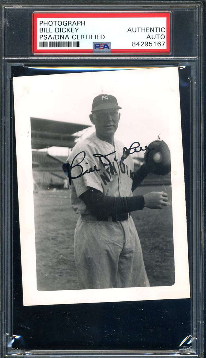 Bill Dickey PSA DNA Coa Hand Signed 1950`s Original Photo Yankees Autograph