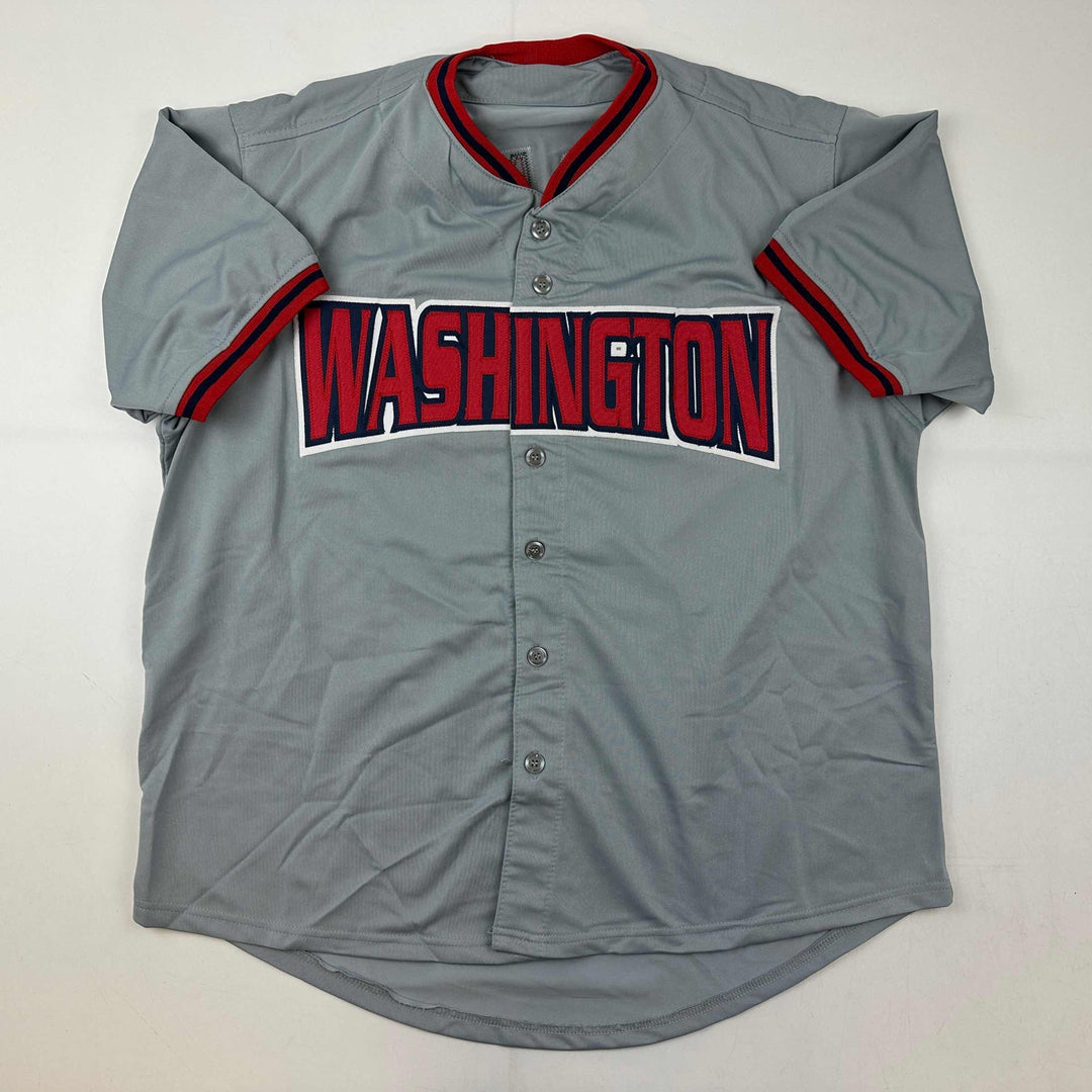 Facsimile Autographed Trea Turner Washington Grey Reprint Jersey Size Men's XL