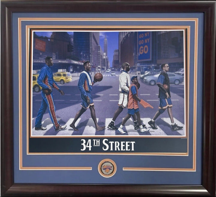 New York Knicks 34th St MSG 16x20 Framed Litho Photo Patrick Ewing John Starks