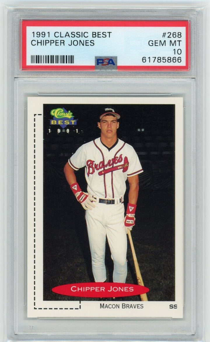 Graded 1991 Classic Best Chipper Jones #268 Rookie RC Baseball Card PSA 10 Gem