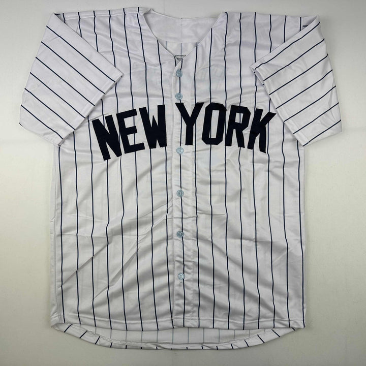 Autographed/Signed Wade Boggs New York Pinstripe Jersey Beckett BAS COA