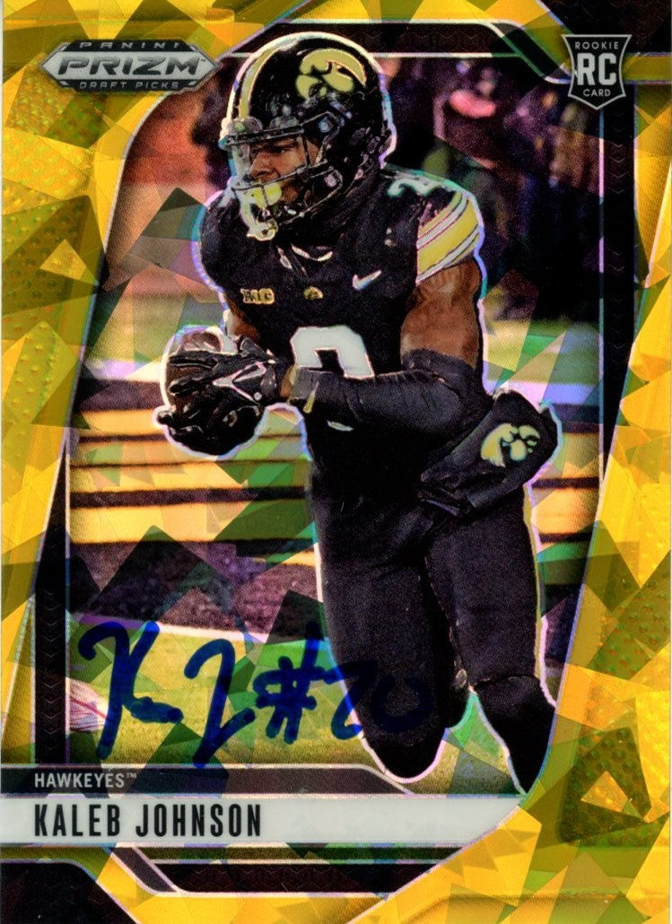Kaleb Johnson Autographed 2025 Panini Prizm yellow Ice #38 Card Beckett 56971