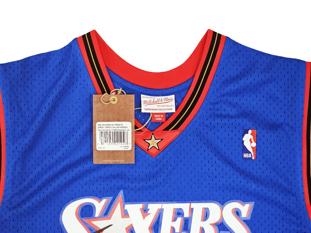 76ers Allen Iverson Auto Blue AUTH Mitchell Ness 99 HWC Swingman Jersey XL BAS