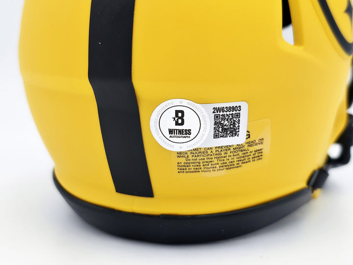 Hines Ward Signed Pittsburgh Steelers Gold Rave Speed Mini Helmet Beckett Wit