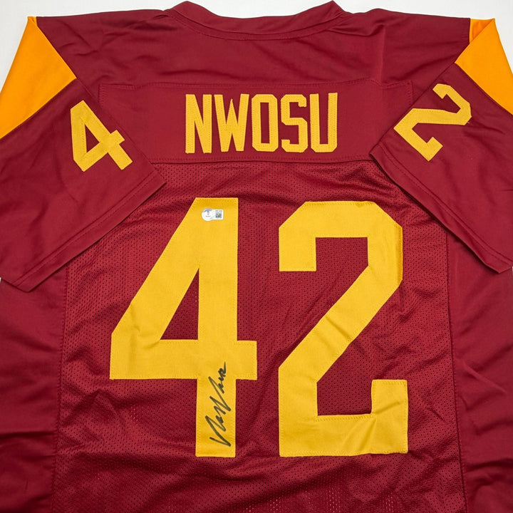 Autographed/Signed Uchenna Nwosu USC Red College Jersey Beckett BAS COA