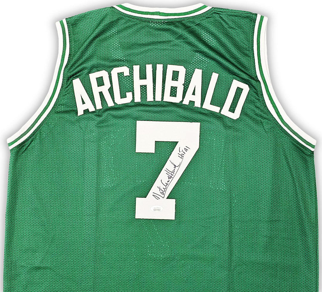 Boston Celtics Nate "Tiny" Archibald Auto Signed Green Jersey "HOF 91" JSA