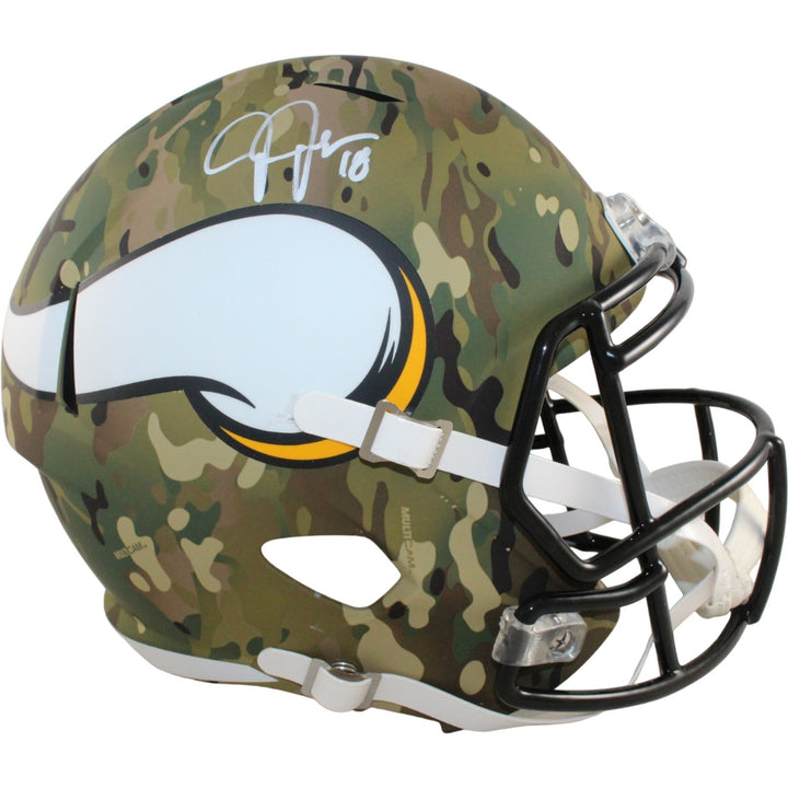 Justin Jefferson Autographed Minnesota Vikings F/S Camo Helmet Beckett WIT 57898