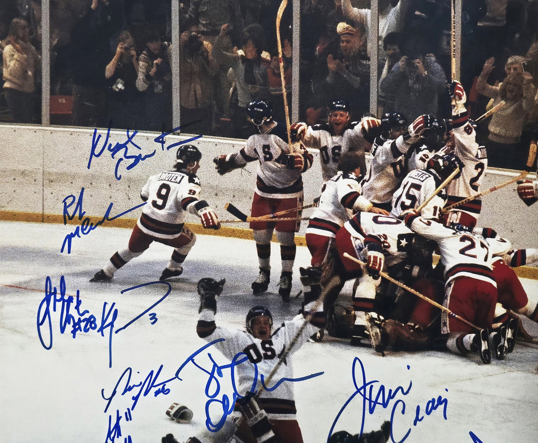 1980 Team USA Miracle on Ice Signed Framed 16x20 Photo With 19 Sigs BAS Witness