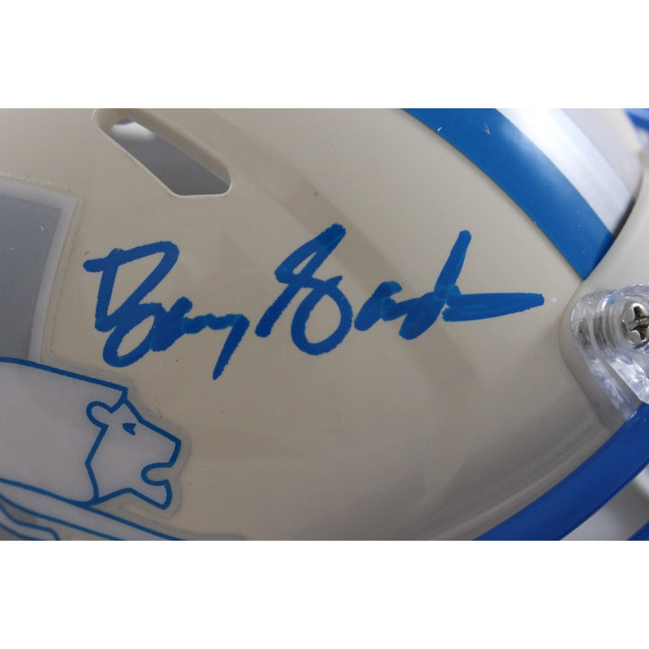 Barry Sanders Autographed Detroit Lions Retro Mini Helmet Beckett Witness 57163