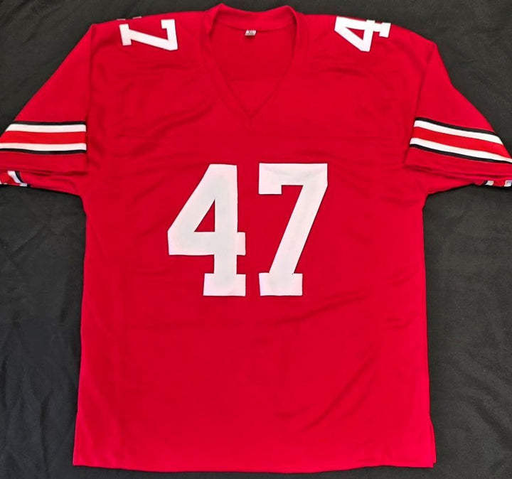 AJ Hawk signed "Beat Michigan" Ohio State Buckeyes Jersey autograph Beckett BAS