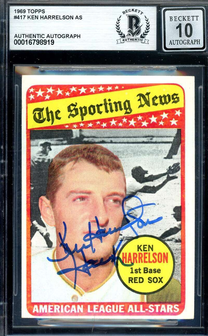 Ken Harrelson Gem Mint 10 Beckett BAS Signed 1969 Topps All Stars Autograph