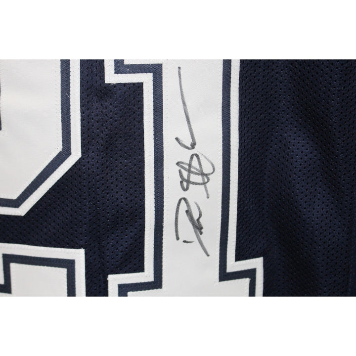 Deion Sanders Autographed Pro Style Sz XL Blue Jersey Beckett Witness 55189
