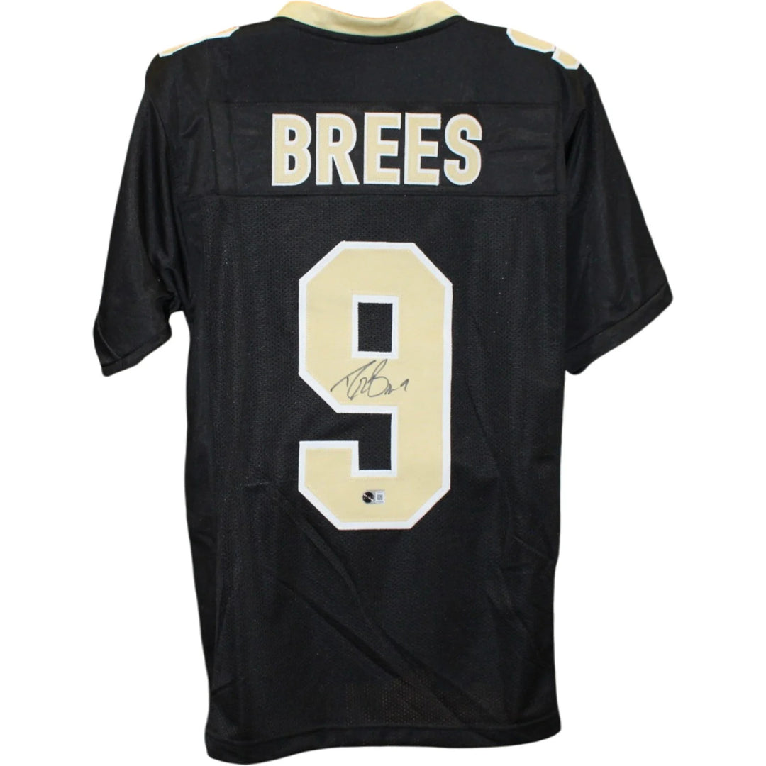 Drew Brees Autographed Pro Style Sz XL Black Jersey Beckett Witness 58503