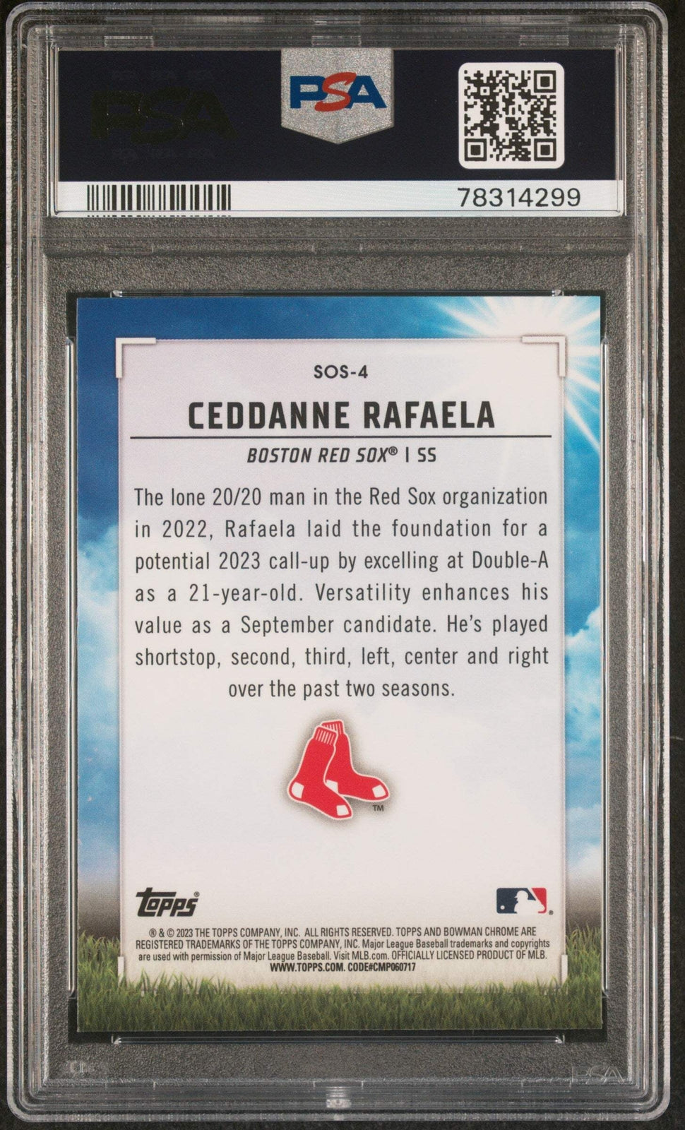 Graded 2023 Bowman Ceddanne Rafaela #SOS4 Sights on Sept RC Baseball Card PSA 10