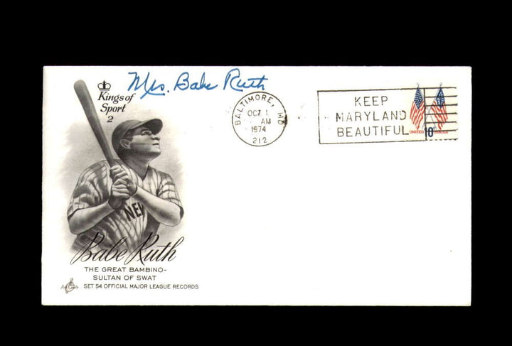Mrs. Babe Ruth PSA DNA Autographed FDC 1974 First Day Cover Cache Kings of Sport