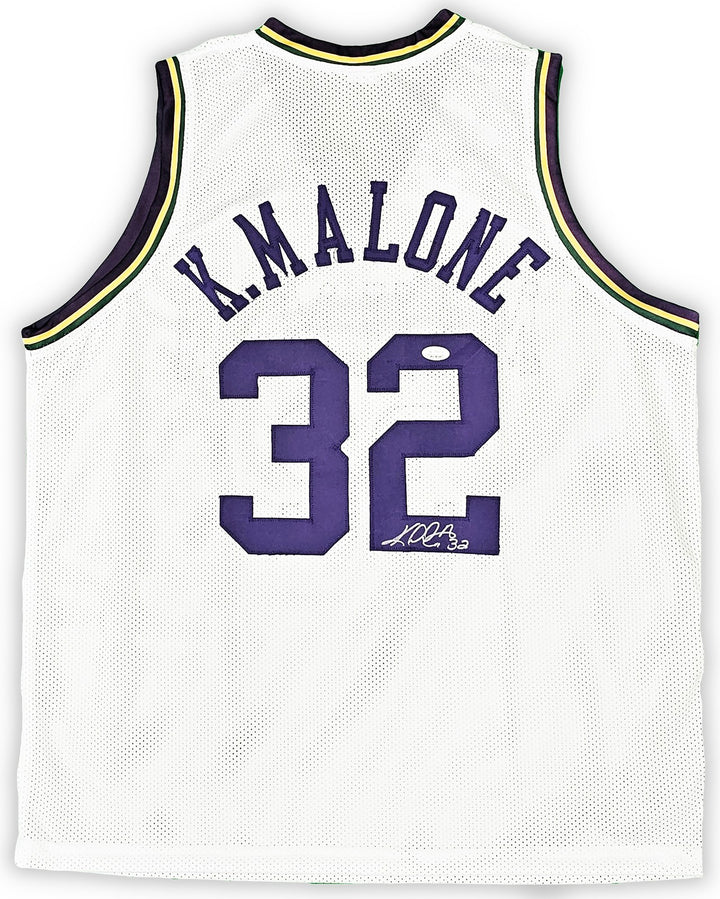 Utah Jazz Karl Malone Autographed Signed White Jersey JSA