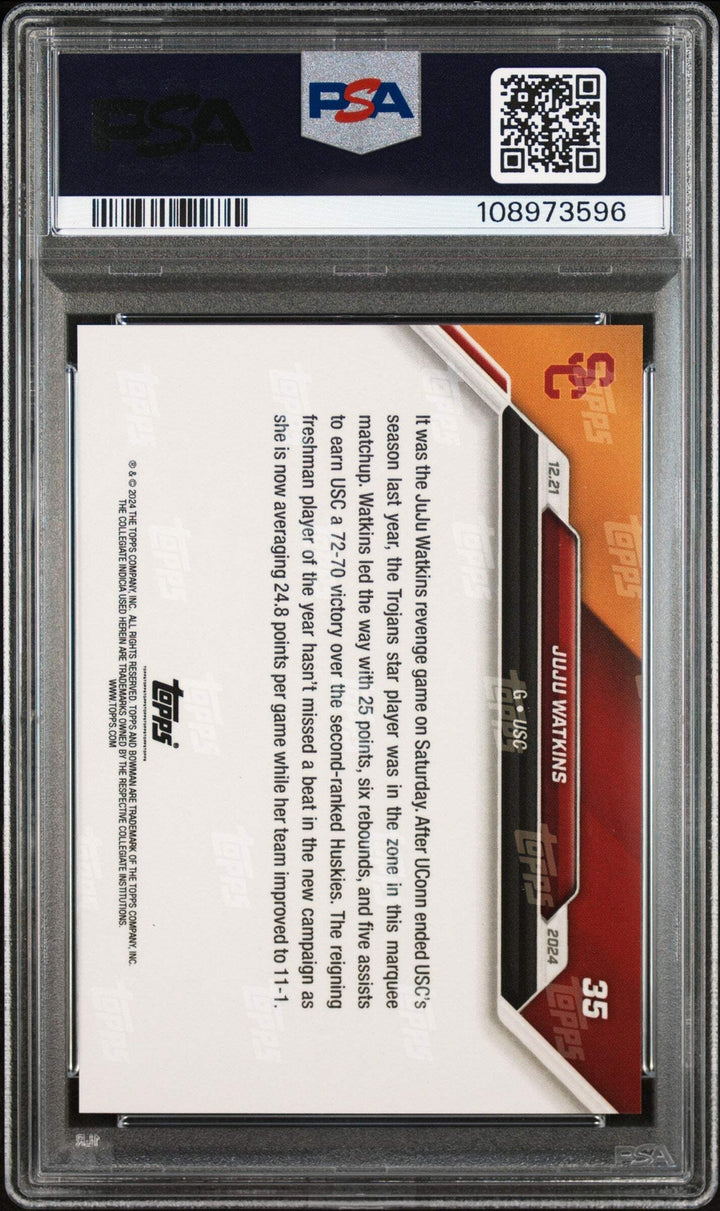 Graded 2024 Topps Bowman U Now JuJu Watkins #35 Rookie RC Basketball Card PSA 10