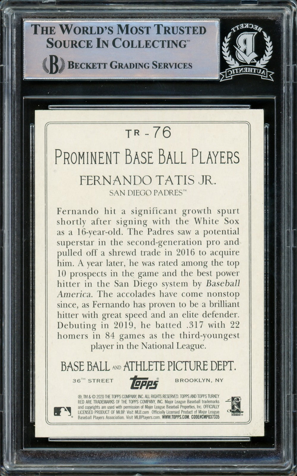 Fernando Tatis Jr. Signed 2020 Topps Turkey Red Card #TR-76 San Diego Padres