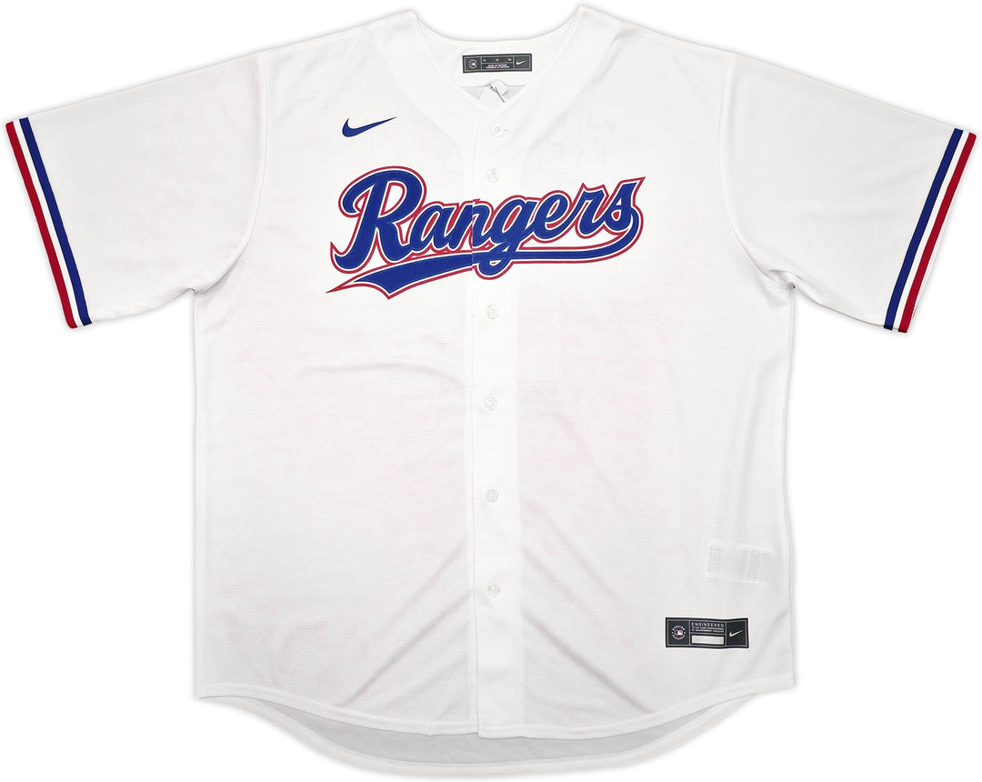 Rangers Evan Carter Signed White Nike Jersey Size XL "23 WS Champs" Beckett Wit