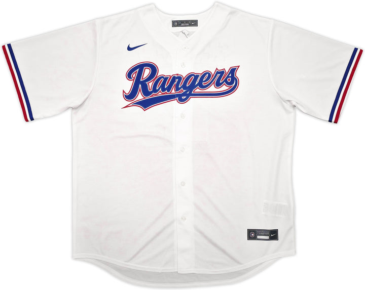 Rangers Evan Carter Signed White Nike Jersey Size XL "23 WS Champs" Beckett Wit
