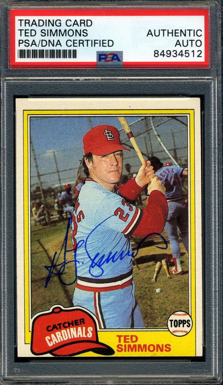 Ted Simmons PSA DNA Coa Signed 1981 Topps Autograph