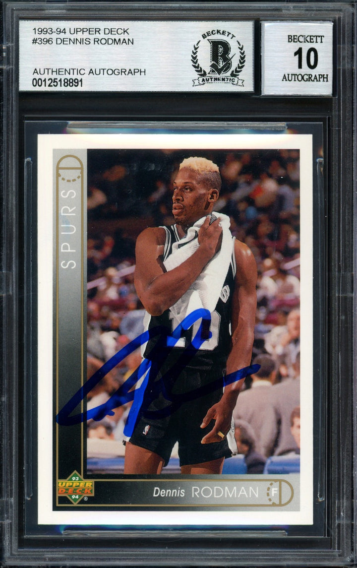 Dennis Rodman Signed 1993-94 Upper Deck Card 396 Spurs Auto 10 Beckett #12518891