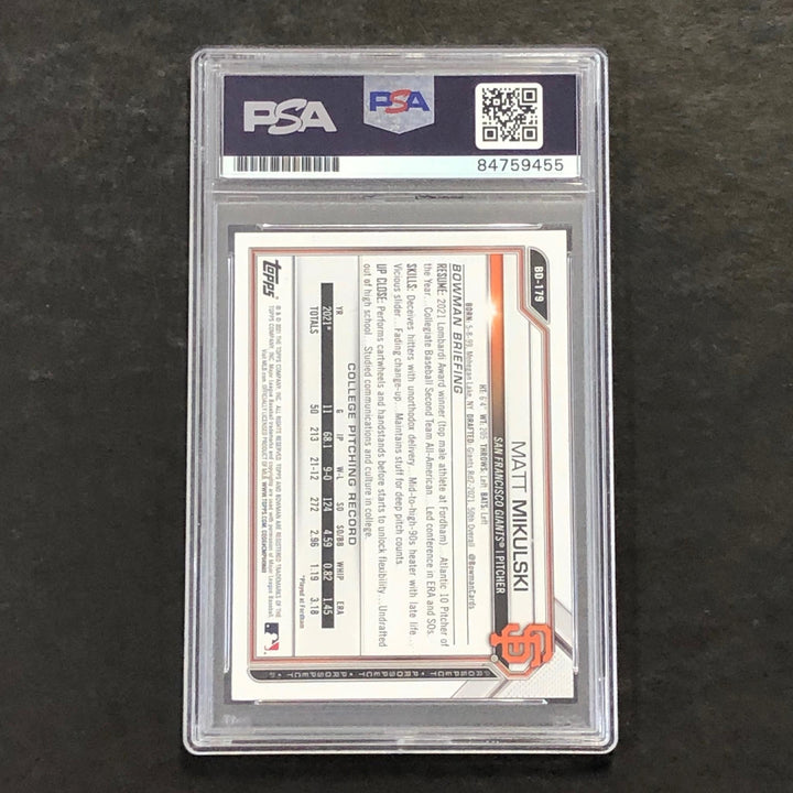 2021 Bowman Draft #BD-179 Matt Mikulski Signed Card PSA Slabbed Auto Giants