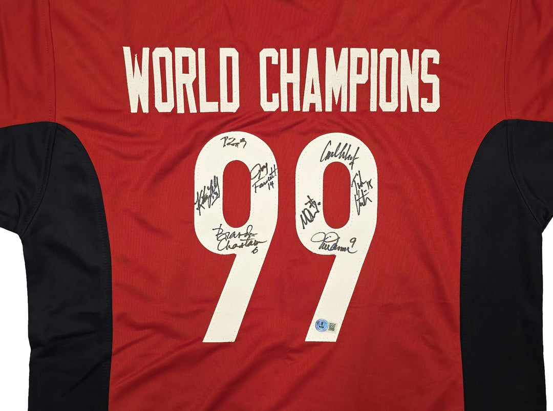 1999 Team USA Women's Soccer World Cup Champions Auto Red Jersey 8 Sigs Mia Hamm