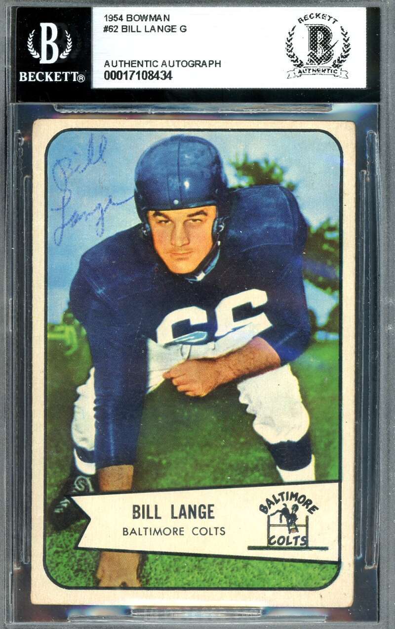 Bill Lange Beckett BAS Signed 1954 Bowman Rookie Autograph