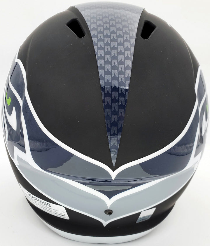 Russell Wilson Signed Seahawks Matte Black Speed Full Size Replica Helmet In