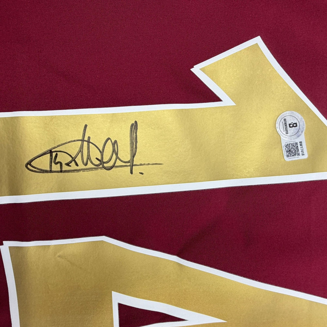 Autographed/Signed Thierry Henry Arsenal Red Soccer Jersey Beckett BAS COA