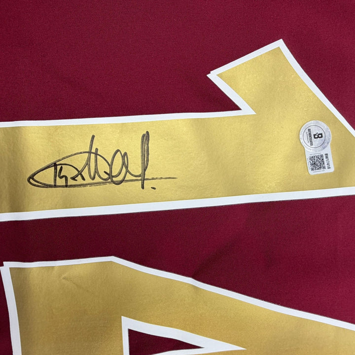 Autographed/Signed Thierry Henry Arsenal Red Soccer Jersey Beckett BAS COA