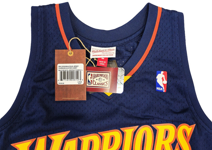 Warriors Stephen Curry Auto Blue Auth Mitchell Ness Swingman Rookie Jersey L JSA