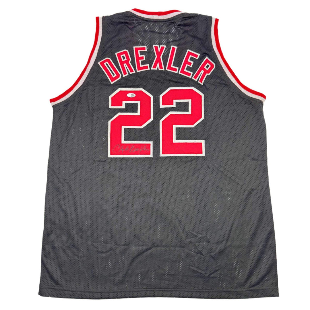 Autographed/Signed Clyde Drexler Portland Black Basketball Jersey JSA COA