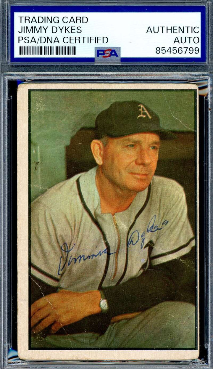 Jimmy Dykes PSA DNA Vintage Signed 1953 Bowman Key Card Autograph