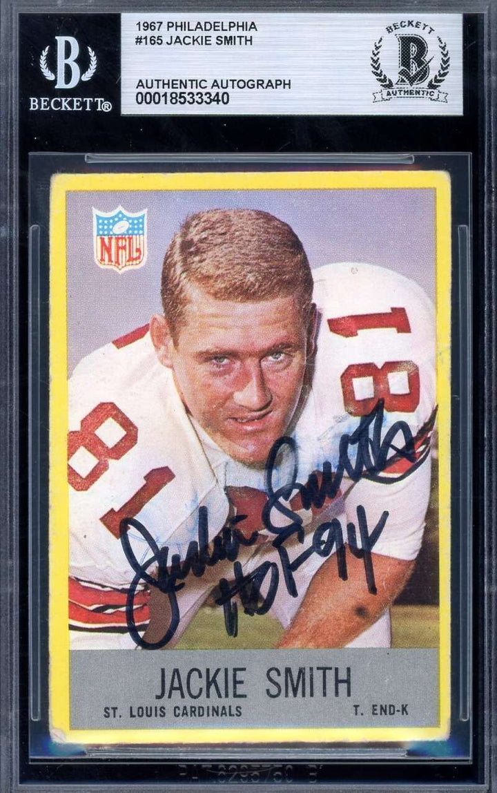 Jackie Smith Beckett BAS Signed 1967 Philadelphia Rookie Autograph Cardinals