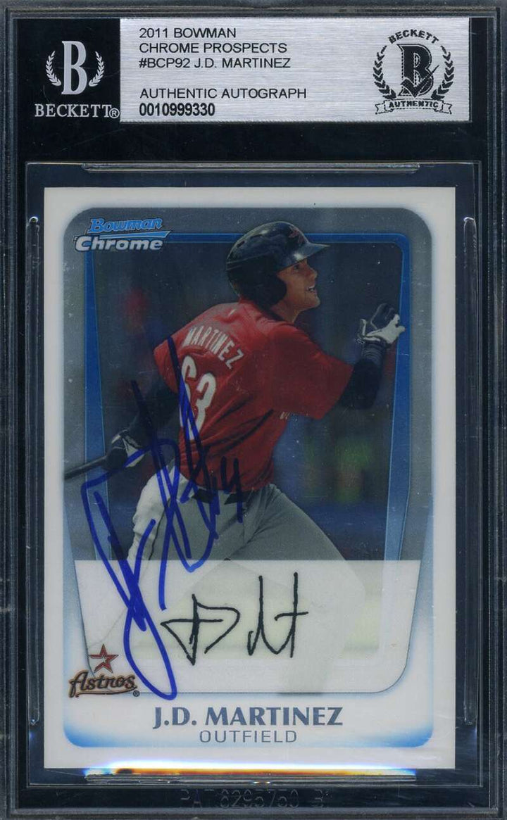 J.D. Martinez Beckett BAS Signed 2011 Bowman Chrome Prospects Rookie Autograph