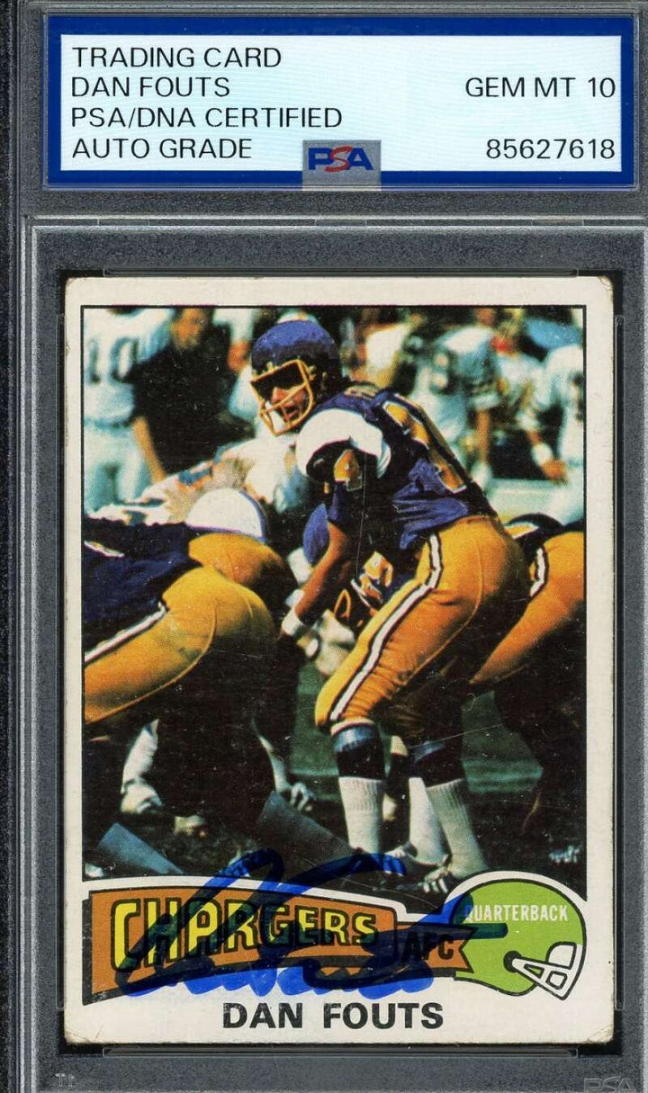 Dan Fouts Gem Mint 10 PSA DNA Signed 1975 Topps Rookie Autograph