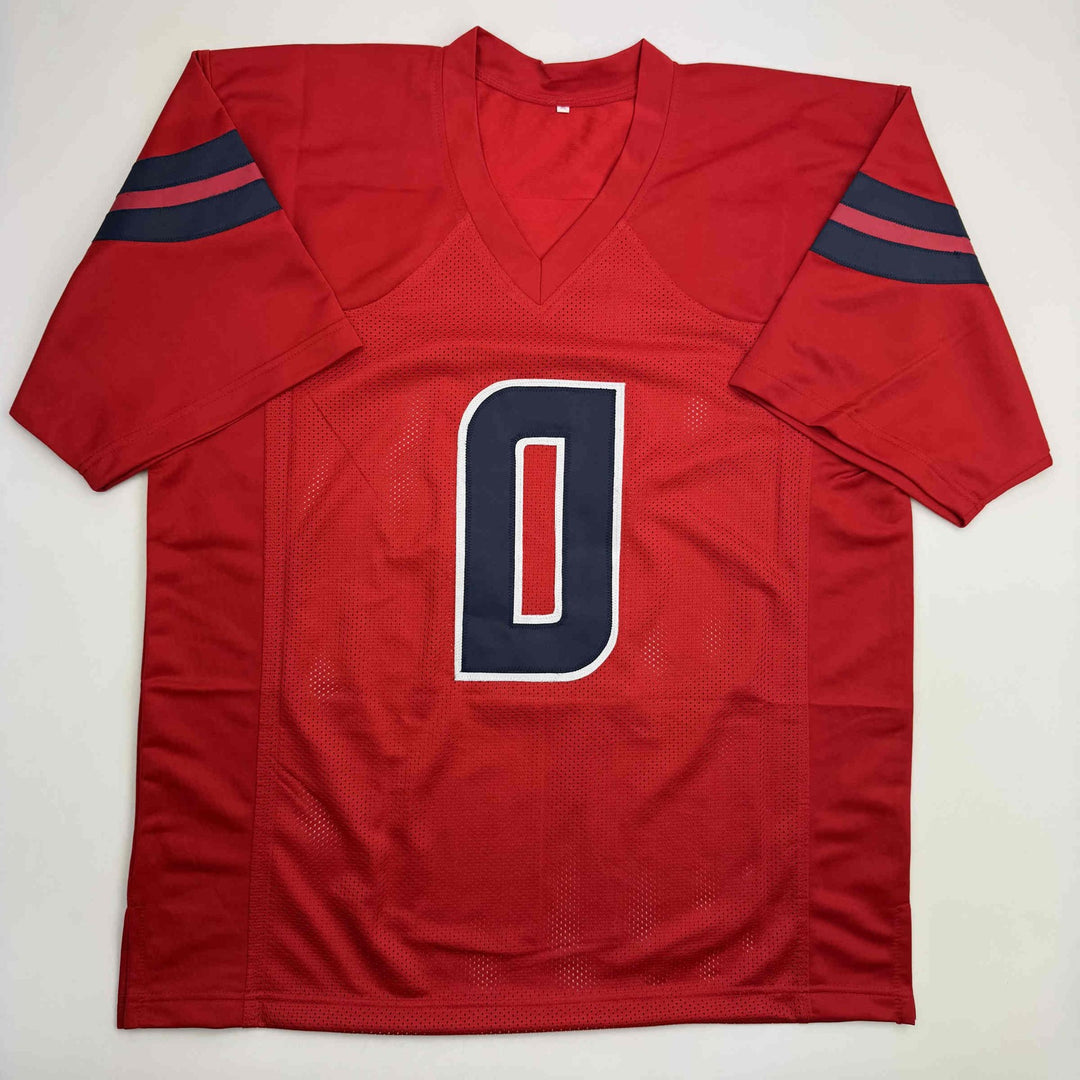 Autographed/Signed Azeez Al Shaair Houston Red Football Jersey Beckett BAS COA